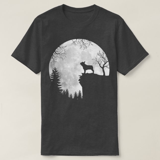 T-shirt Chien d'Halloween Frenchie Tee Frenchie Chien Moon (Design devant)