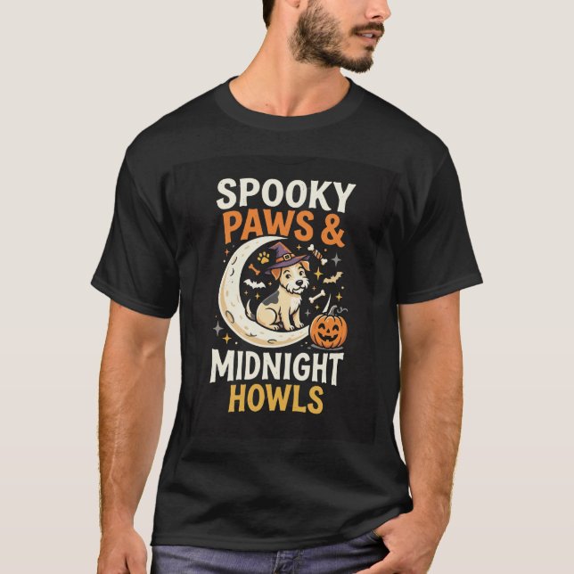 T-shirt Chien d'Halloween Pattes Effrayantes (Devant)
