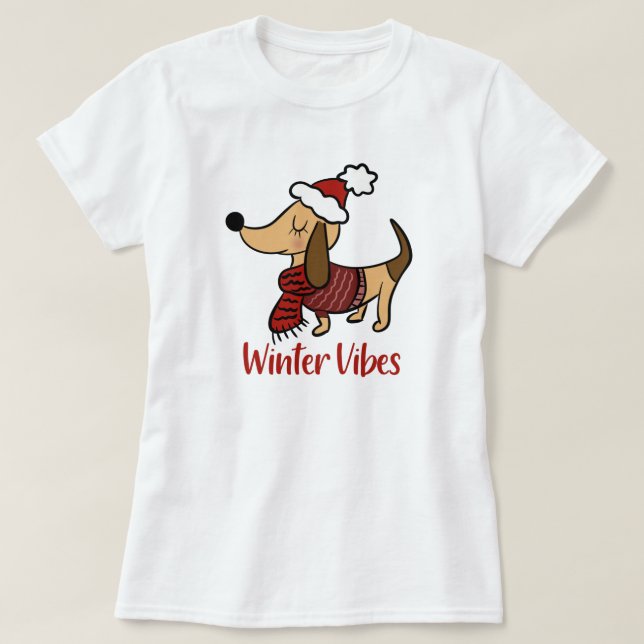 T-Shirt Chien d'Hiver Teckel (Design devant)