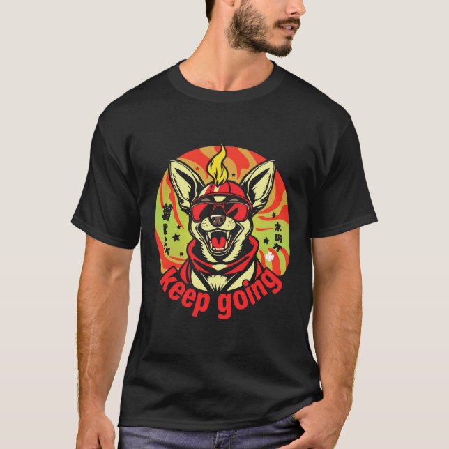 T-shirt Chien dit 'Continuez !' – Toutou de motivation  (Devant)