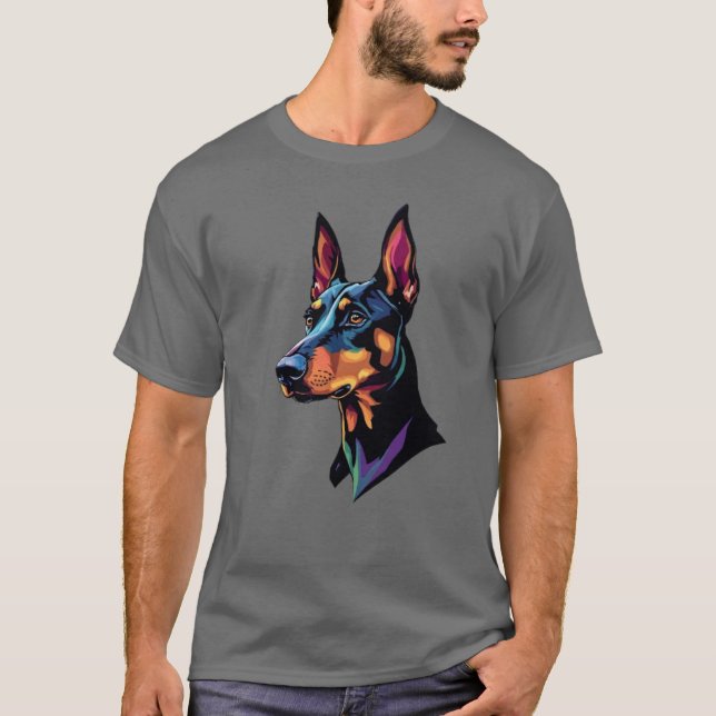 T-shirt Chien Doberman coloré (Devant)