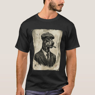 T-shirt Chien Doberman Gangster de style encre japonaise d