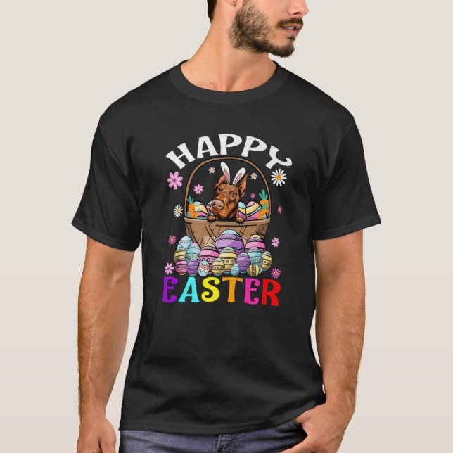 T-shirt Chien Doberman Joyeux oeufs de lapin de Pâques Pâq (Devant)
