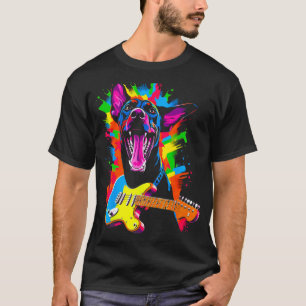 T-shirt Chien Doberman Pinscher Guitariste