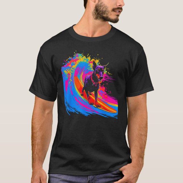 T-shirt Chien Doberman Pinscher Surf (Devant)