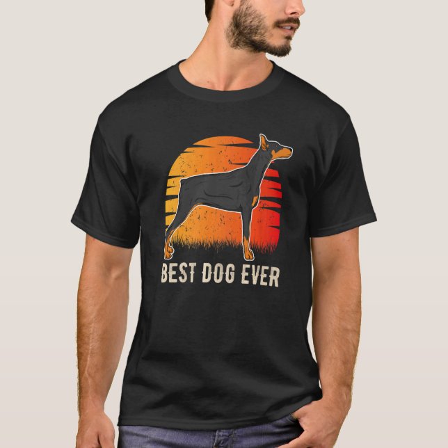 T-shirt Chien Dobermann Coucher de soleil (Devant)