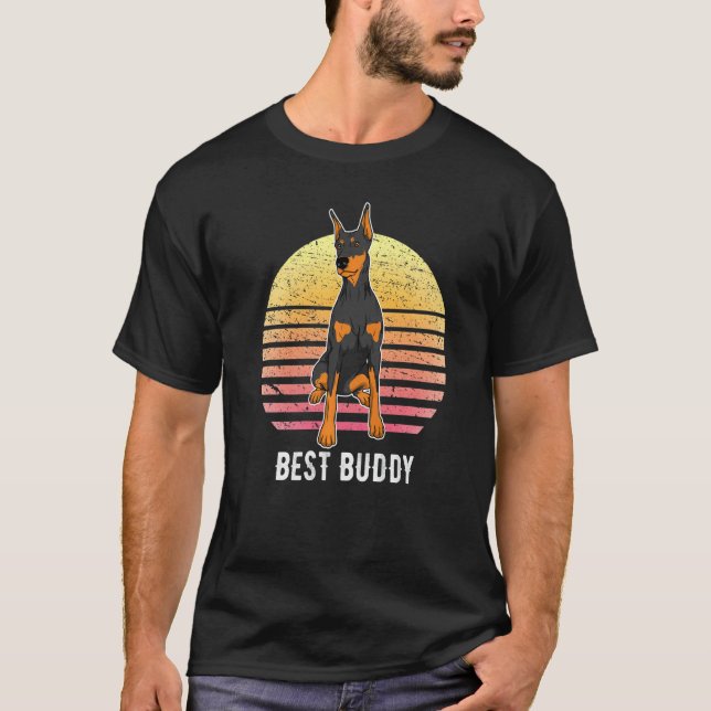 T-shirt Chien Dobermann Coucher de soleil  1 (Devant)