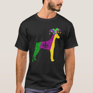 T-shirt Chien Dobermann Drôle Masque de Fête de Mardi Gras