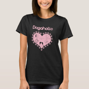 T-shirt Chien Dogaholic mignon rose