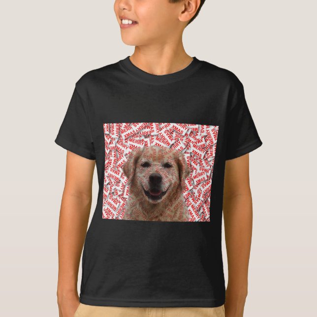 T-shirt Chien d'or de rétritrice souriant de Noël (Devant)
