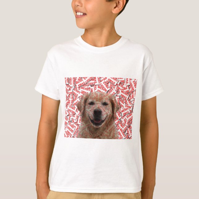 T-shirt Chien d'or de rétritrice souriant de Noël (Devant)