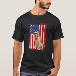 T-shirt Chien d'or Retriever Drapeau américain Patriotique