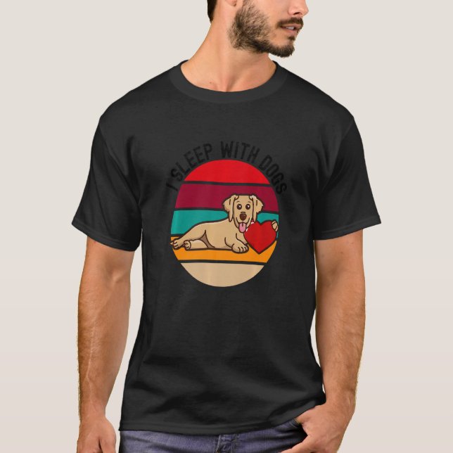 T-shirt Chien Dormir avec Chiens Propriétaire Chien Humour (Devant)