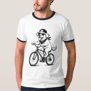 T-shirt Chien drôle à vélo Amoureux des animaux Cool Véloc
