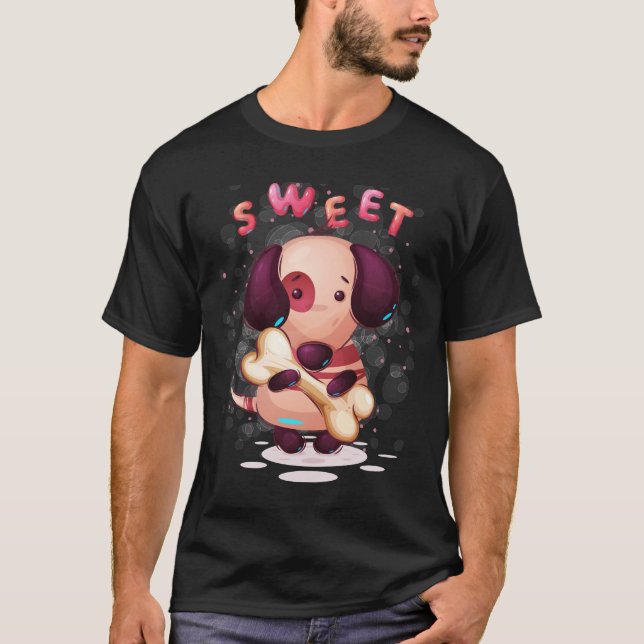 T-shirt Chien drôle avec os Non (Devant)
