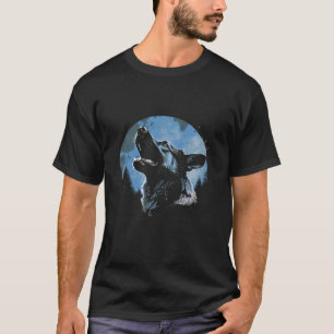 T-shirt Chien drôle bergers allemands hurler à la lune Lo