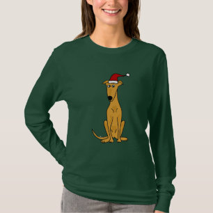 T-shirt Chien drôle de lévrier dans l'art de Noël de