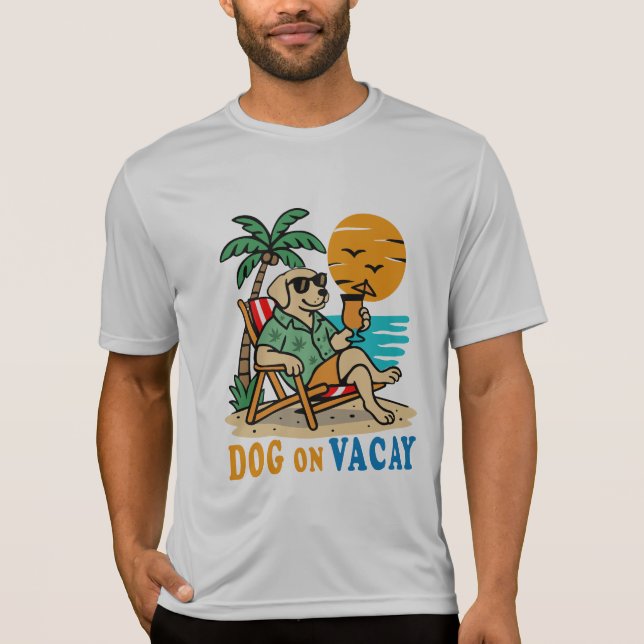 T-shirt Chien Drôle en Vacances | Été Mignon (Devant)