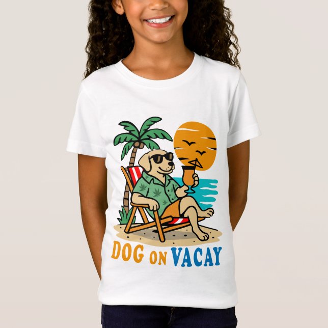 T-shirt Chien Drôle en Vacances | Été Mignon (Devant)