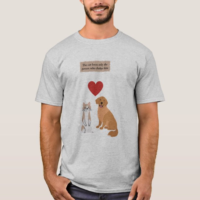 T-shirt chien drôle et chat (Devant)