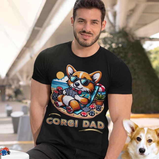 T-shirt Chien drôle Jouer Poker Corgi Papa (Créateur téléchargé)