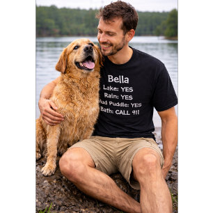 T-shirt Chien Drôle Nom de Chien Personnalisé Lac Oui Bain