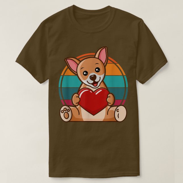 T-shirt Chien drôle Retro I Chien de Coeur Cute Chihuahua  (Design devant)