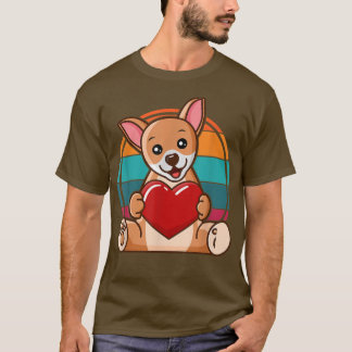 T-shirt Chien drôle Retro I Chien de Coeur Cute Chihuahua 