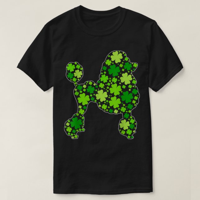 T-shirt Chien drôle Shamrock Poodle Rue (Design devant)