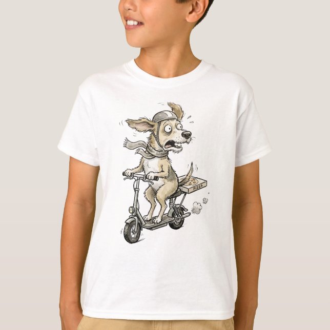 T-shirt Chien drôle sur scooter (Devant)