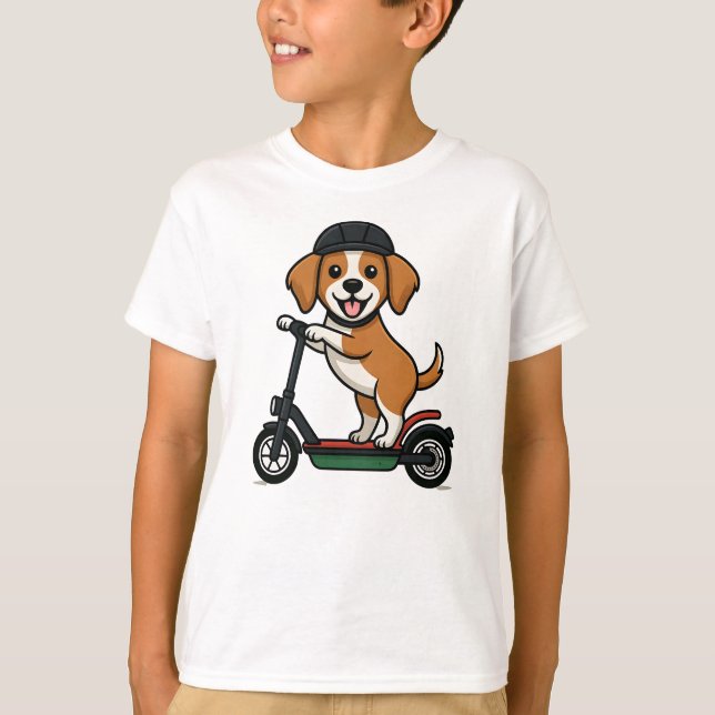 T-shirt Chien drôle sur scooter (Devant)