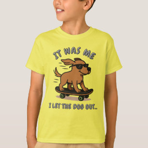 T-shirt Chien drôle sur skateboard avec lunettes de soleil