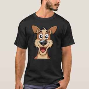 T-shirt Chien drôle visage, mignon chien de dessin