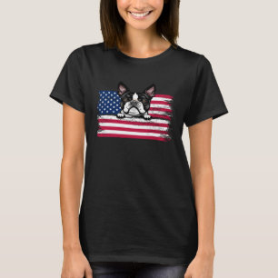 T-shirt Chien du drapeau américain du Patriotique Boston T