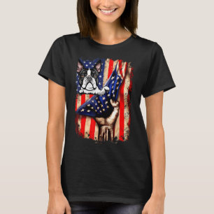 T-shirt Chien du drapeau américain du Patriotique Boston T
