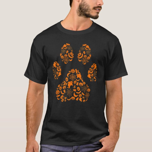 T-shirt Chien Empreinte de patte Halloween Chien Chien Chi (Devant)