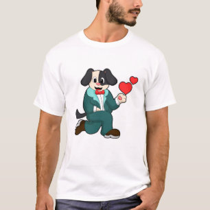 T-shirt Chien en chambre avec costume et Cravate