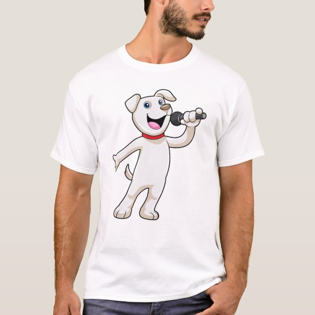 T-shirt Chien en chantant avec microphone (Devant)