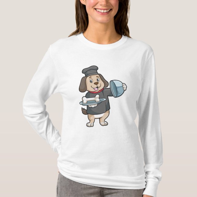 T-shirt Chien en chef avec Plateau et os (Devant)