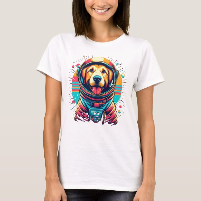 T-shirt Chien en costume d'astronaute | Vintage (Devant)