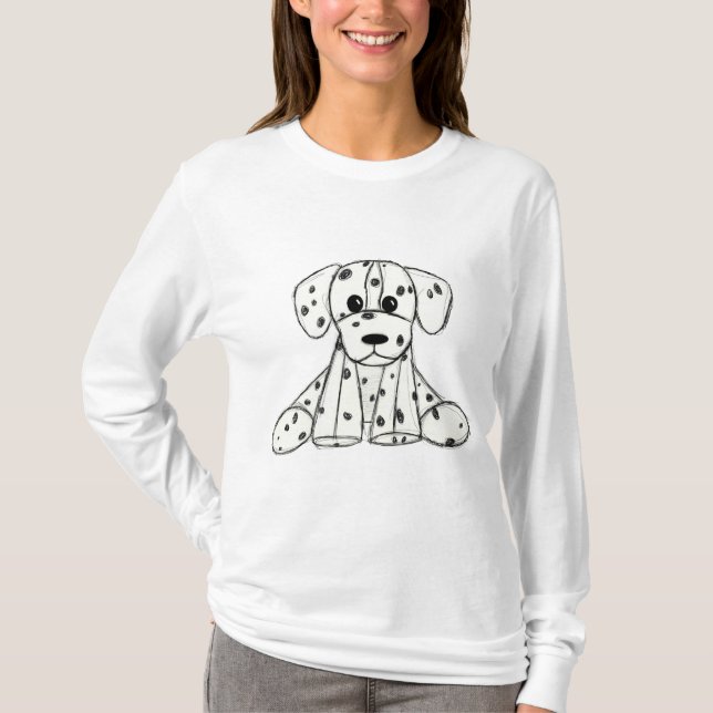 T-shirt Chien en dalmate dessin simple noir (Devant)