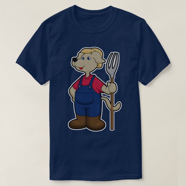 T-shirt Chien en fermier avec Casquette Rake (Design devant)