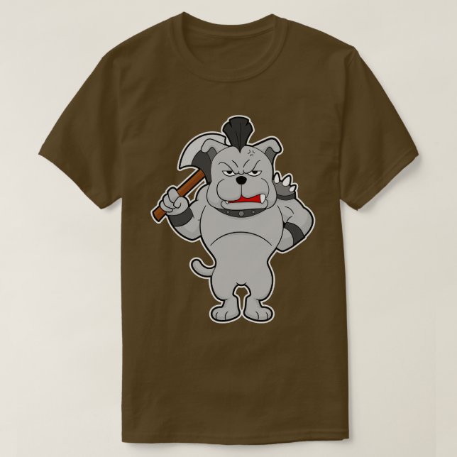 T-shirt Chien en guerrier avec Axe (Design devant)