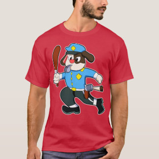 T-shirt Chien en policier avec Baton Police