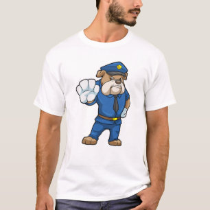 T-shirt Chien en policier avec uniforme de police