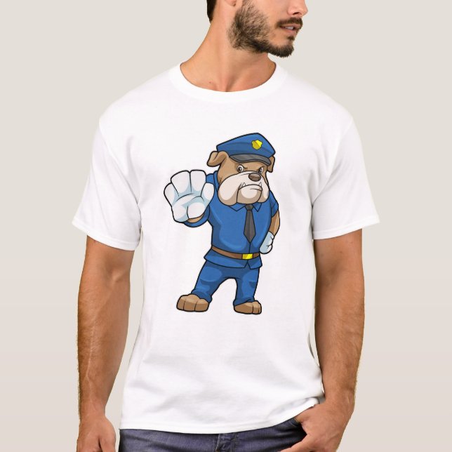 T-shirt Chien en policier avec uniforme de police (Devant)