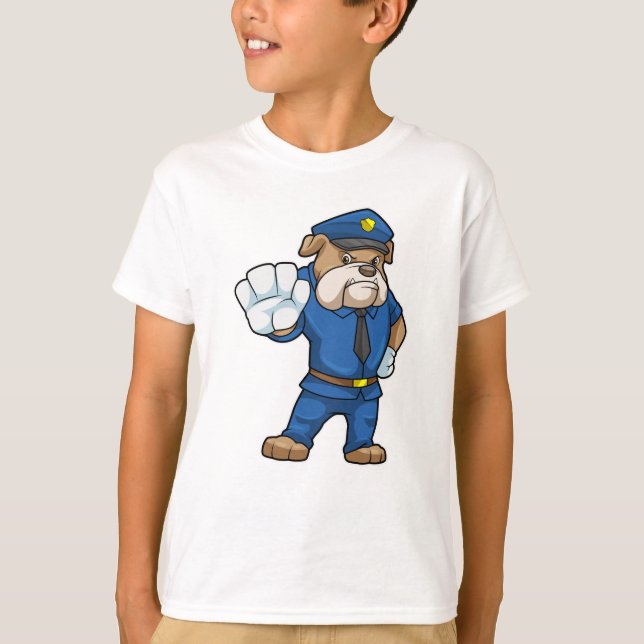 T-shirt Chien en policier avec uniforme de police (Devant)