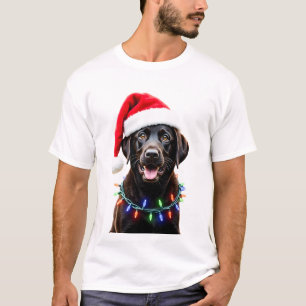T-shirt Chien en pyjama à lumières de sapin de Noël Labrad