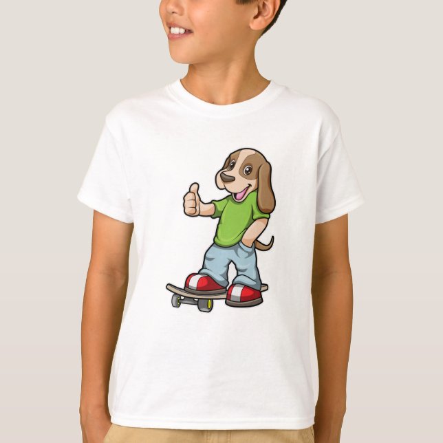 T-shirt Chien en Skate avec Skateboard (Devant)