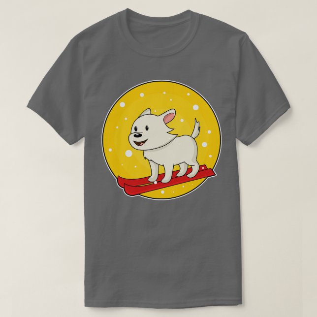 T-shirt Chien en Skier avec Ski (Design devant)